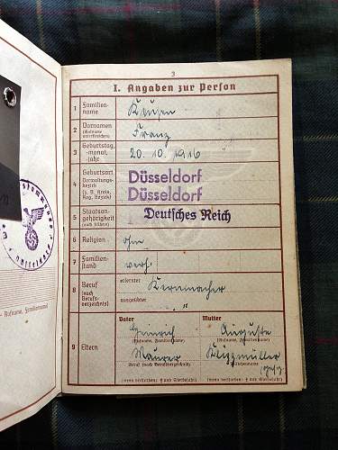 Document grouping to Franz Keusen. Gefallen, 15/12/1941