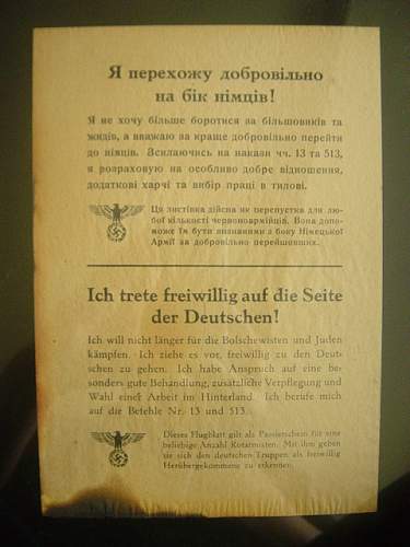 Surrender leaflet dropped on Russian troops