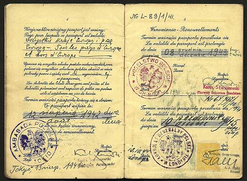 1940 escaping Europe passport - Sugihara issued visa