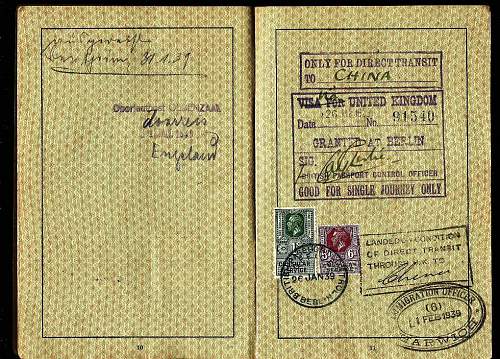 1940 escaping Europe passport - Sugihara issued visa