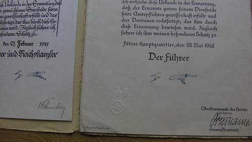 Promotion Document signed by Von Blomberg