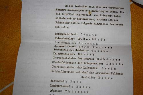 hitler political testament with signatures from the chiefes of state Hitler,bormman goebbels etc....