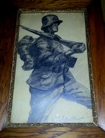 Original drawing of a German soldier but how common are these?