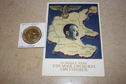 hitler postcard and coin