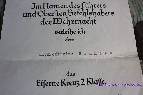 EKII Urkunde with Receiver's Photo