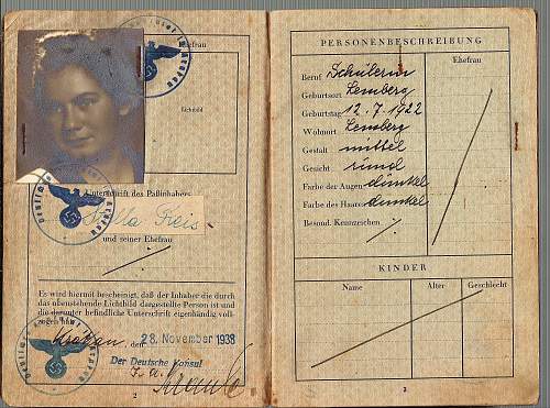 German passport - Krakau consulate issue - 1938