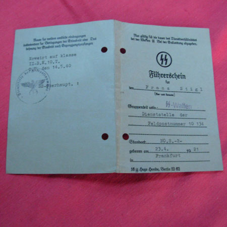 Waffen SS driver license