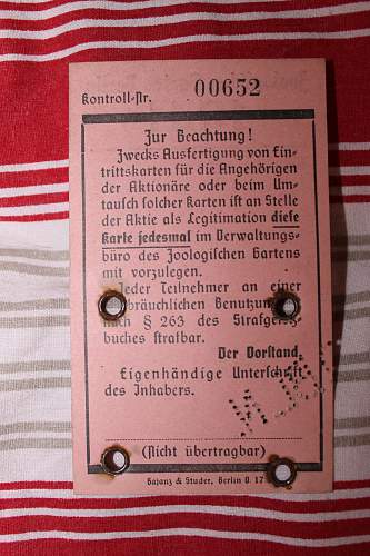 zoologischer garten Berlin 1941 stammkarte /turn und fechtclub fuhrerausweis 1934