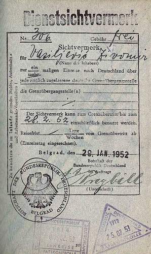 German visa 1939 &amp; 1952, same diplomat...