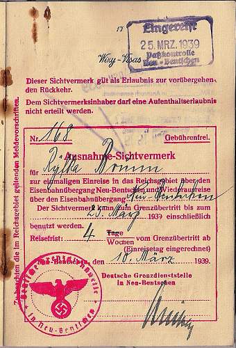 1939 special and odd German visa...