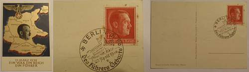 1936 XI Olympic Pin - WHW Poscard and one with Hitler
