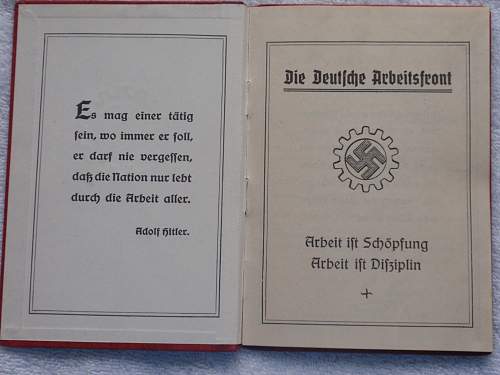 Just some nice paper to share: Die Deutsche Arbeitsfront Mitgleidsbuch, Deutsches Reich Kennkarte  etc