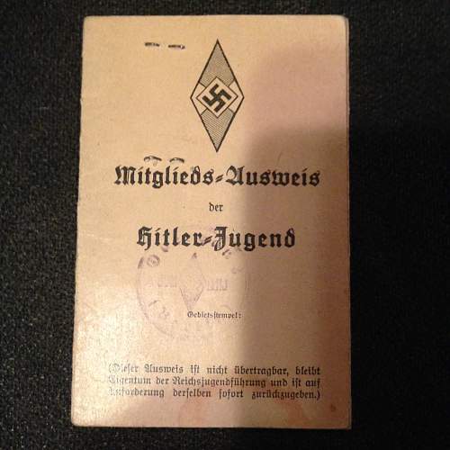 Young lady's Hitler Youth ID and photo