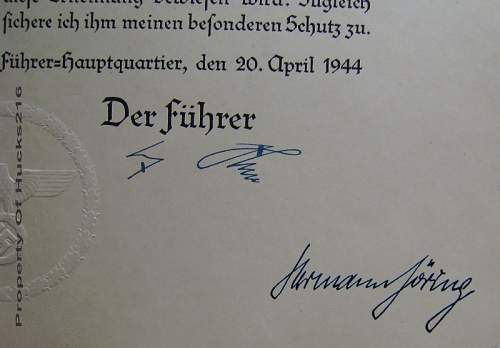 Question on original document with Hitler's signature.