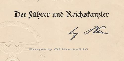 Question on original document with Hitler's signature.