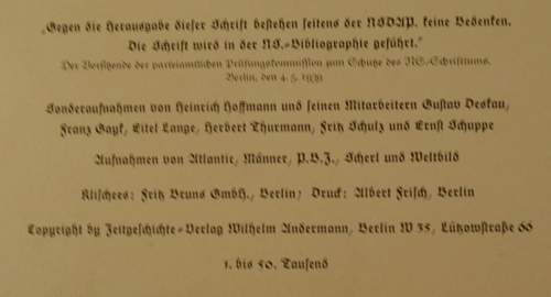 Heinrich Hoffmann, Ein Volk ehrt seinen Führer Der 20. April 1939