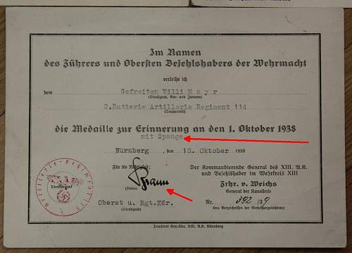 2 Besitzzeugnis issued to Wilhelm Mayr