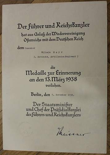 2 Besitzzeugnis issued to Wilhelm Mayr