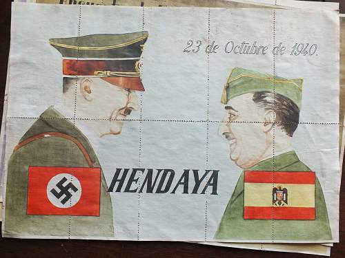 ww2 propaganda coupons Spanish Blue division, Hitler and Franco