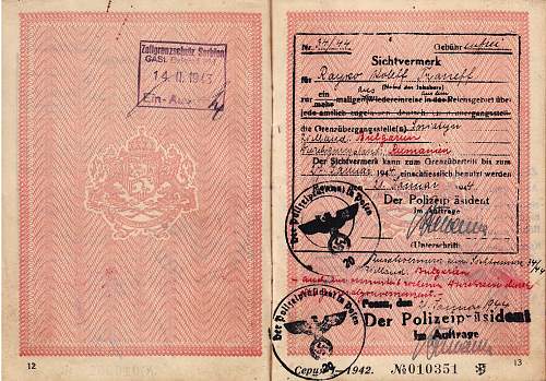 SS visas inside a Bulgarian passport