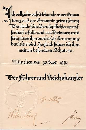 Adolf hitler signed document