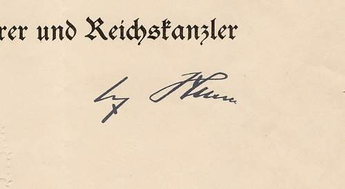 Adolf hitler signed document