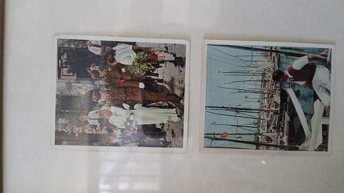I believe these are WW2 cigarette cards. Some of them are pretty cool.