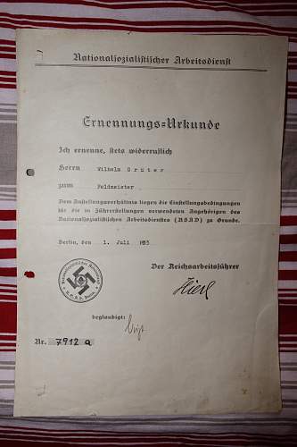 Ernennungsurkunde zum Feldmeister  01.7.1935