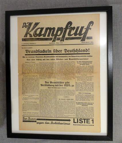 German Nazi newspaper &quot;Der Kampfruf&quot; with the topic &quot;Reichstag fire&quot; in 1933
