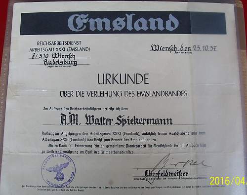 Emsland Urkunde