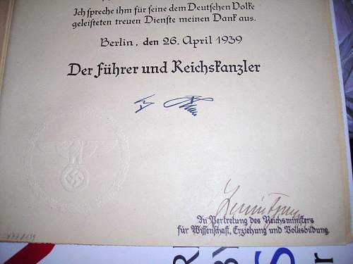 Question on original document with Hitler's signature.
