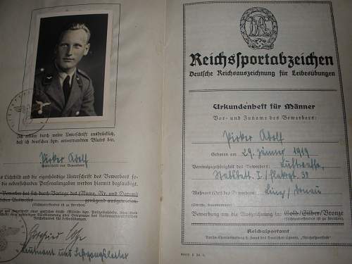 Adolf Pirker: Luftwaffe mans award book?