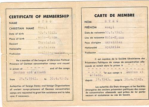 Interesting Concentration camp I.D. lot