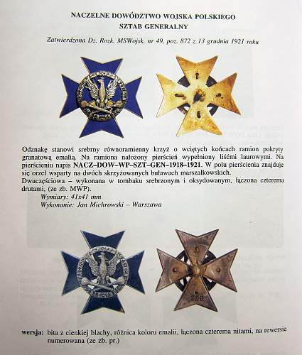 Badge &quot;Odznaka Honorowa Naczelnego Dowodztwa W. P. (Szt. Gen.)&quot;