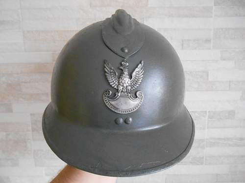 Wz.15 Polish officially improved helmet with thicker liner and chinstrap, 100% original Prewar ?