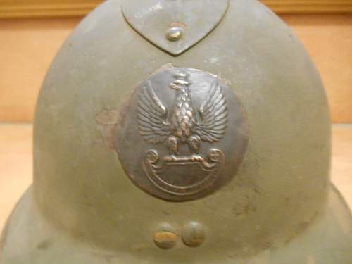 Wz.15 Polish officially improved helmet with thicker liner and chinstrap, 100% original Prewar ?