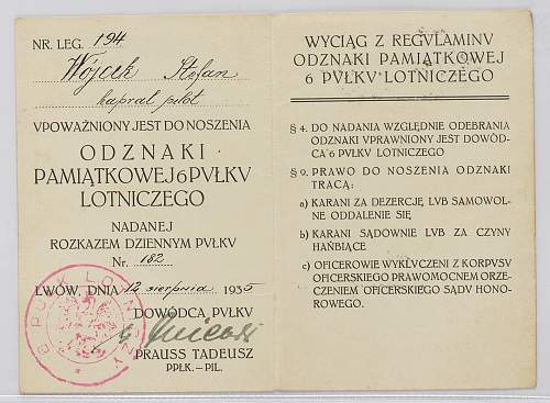 Polish pre-war documents for badges (legitymacja) thread