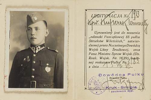 Polish pre-war documents for badges (legitymacja) thread