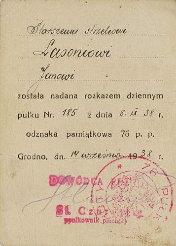 Polish pre-war documents for badges (legitymacja) thread