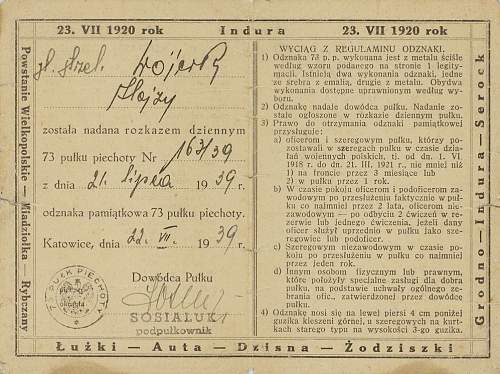 Polish pre-war documents for badges (legitymacja) thread