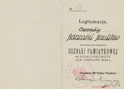 Polish pre-war documents for badges (legitymacja) thread