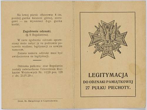 Polish pre-war documents for badges (legitymacja) thread