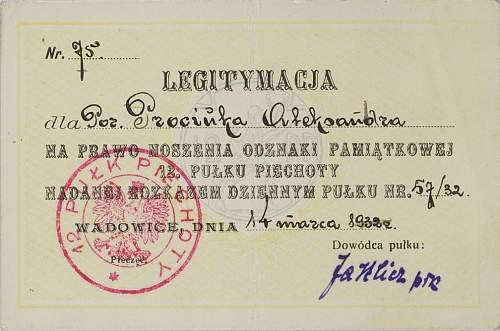 Polish pre-war documents for badges (legitymacja) thread