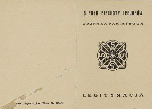 Polish pre-war documents for badges (legitymacja) thread