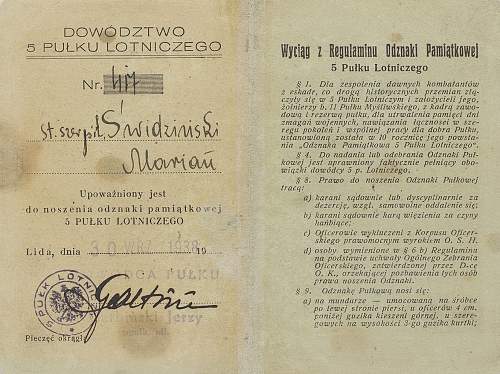 Polish pre-war documents for badges (legitymacja) thread