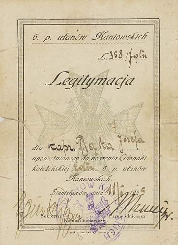 Polish pre-war documents for badges (legitymacja) thread