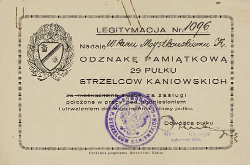 Polish pre-war documents for badges (legitymacja) thread