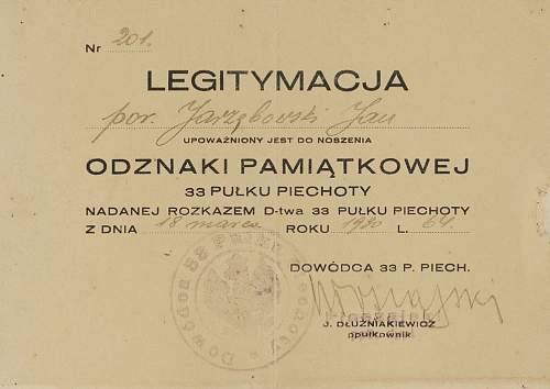 Polish pre-war documents for badges (legitymacja) thread