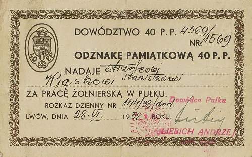 Polish pre-war documents for badges (legitymacja) thread