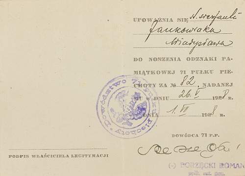 Polish pre-war documents for badges (legitymacja) thread